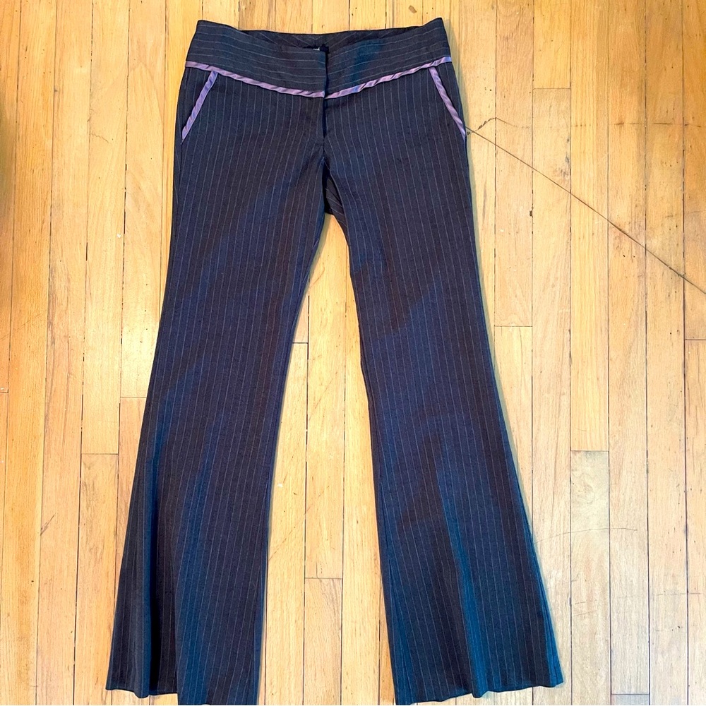 Stooshy Women’s Dress Pants Gray Stripe Size 5 33” Inseam